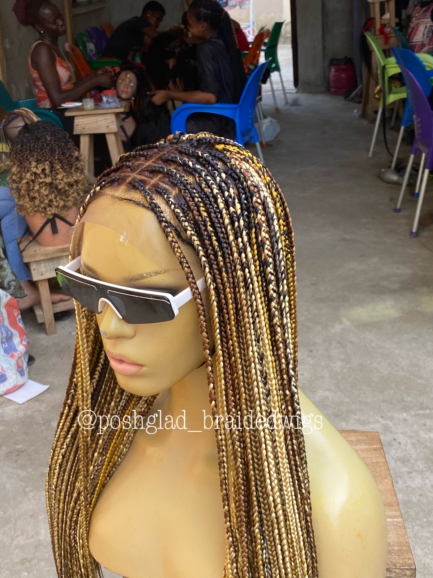 Knotless Braids Braids Wig Braided Wigs Burgundy Color Knotless Box Braids  Wig Fully Hand Braided Lace Frontal Wig Glueless Wig Wigs 