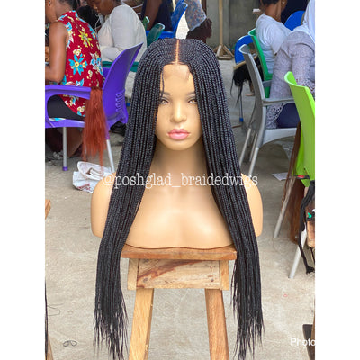 THELMA MIDDLE CORNROW. (6 by 2 CLOSURE LACE) Poshglad Braided Wigs