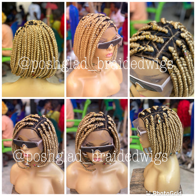 Box Braid Wig Bob In Dark Blond - 13×6 Deep Frontal Poshglad Braided Wigs Box Braid Wig Bob