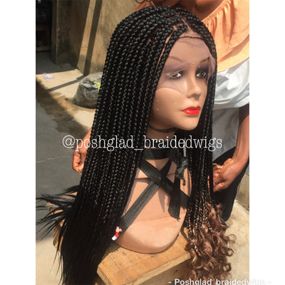 Goddess Box Braid Wig With Curly Tips - Lorensa Poshglad Braided Wigs Box Braid Wig