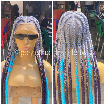 Pop Smoke Wig "Gray Color" Full Lace Poshglad Braided Wigs Pop Smoke Wig