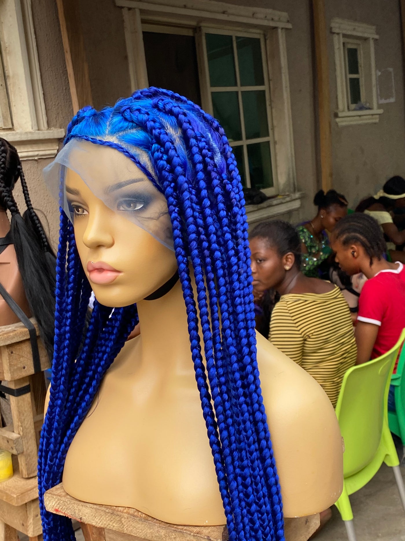 Triangle Jumbo Box Braid Wig Blue Color - Kerinne - Poshglad Braided Wigs