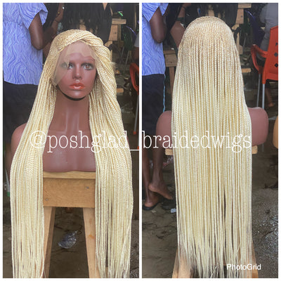 Cornrow Braid Wig - Color 613 Bonde - Bobrisky Inspired Poshglad Braided Wigs Cornrow Braid Wig