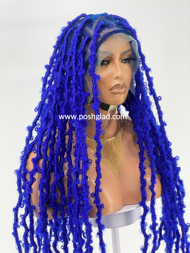 Blue Butterfly Locs Full Lace Braided Wigs For Women Crochet Hair  Dreadlocks Meche Faux Locks Braids Extensions Synthetic Hair