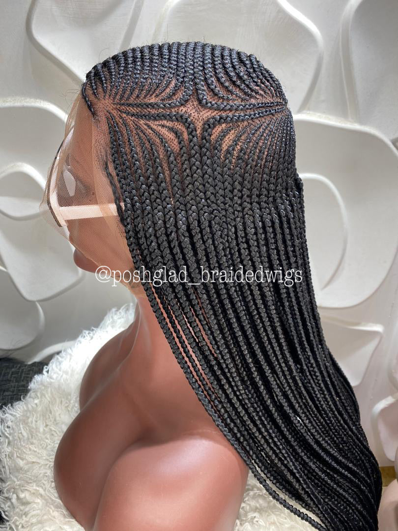 Cornrow Braid Wig - Star Part Full Lace - Esther - Poshglad