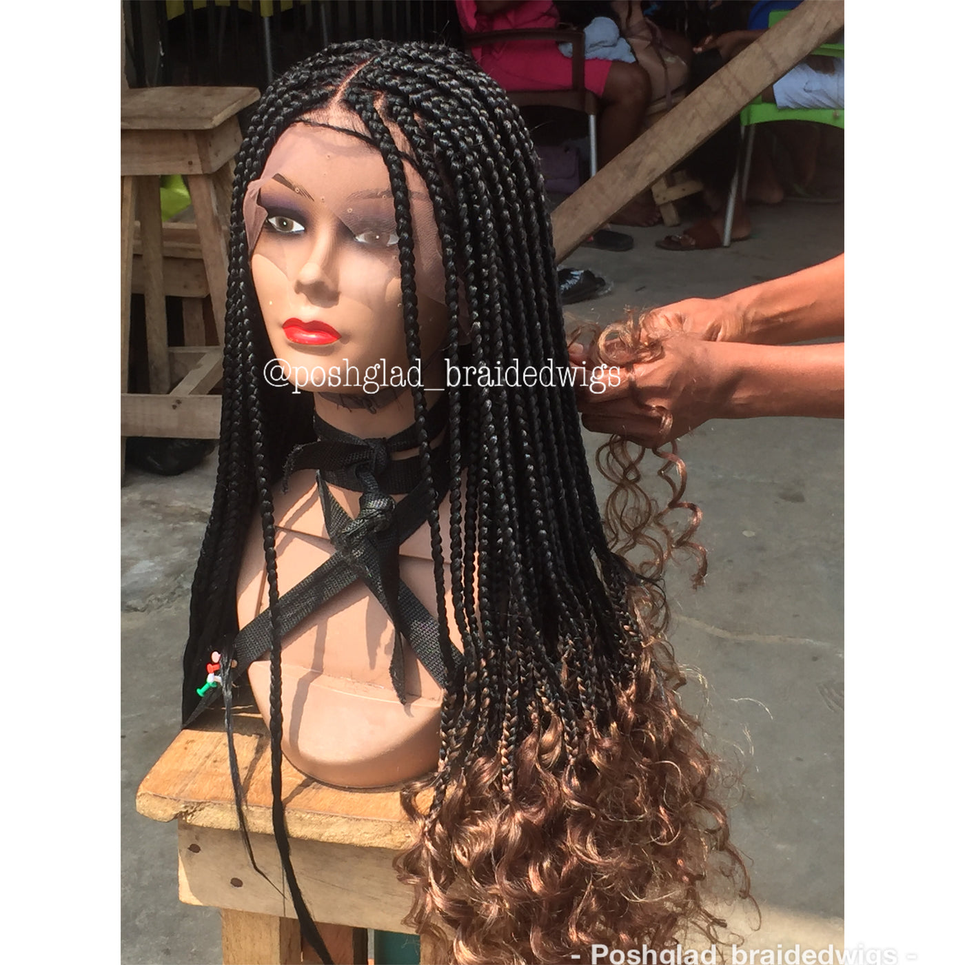 Goddess Box Braid Wig With Curly Tips - Lorensa Poshglad Braided Wigs Box Braid Wig