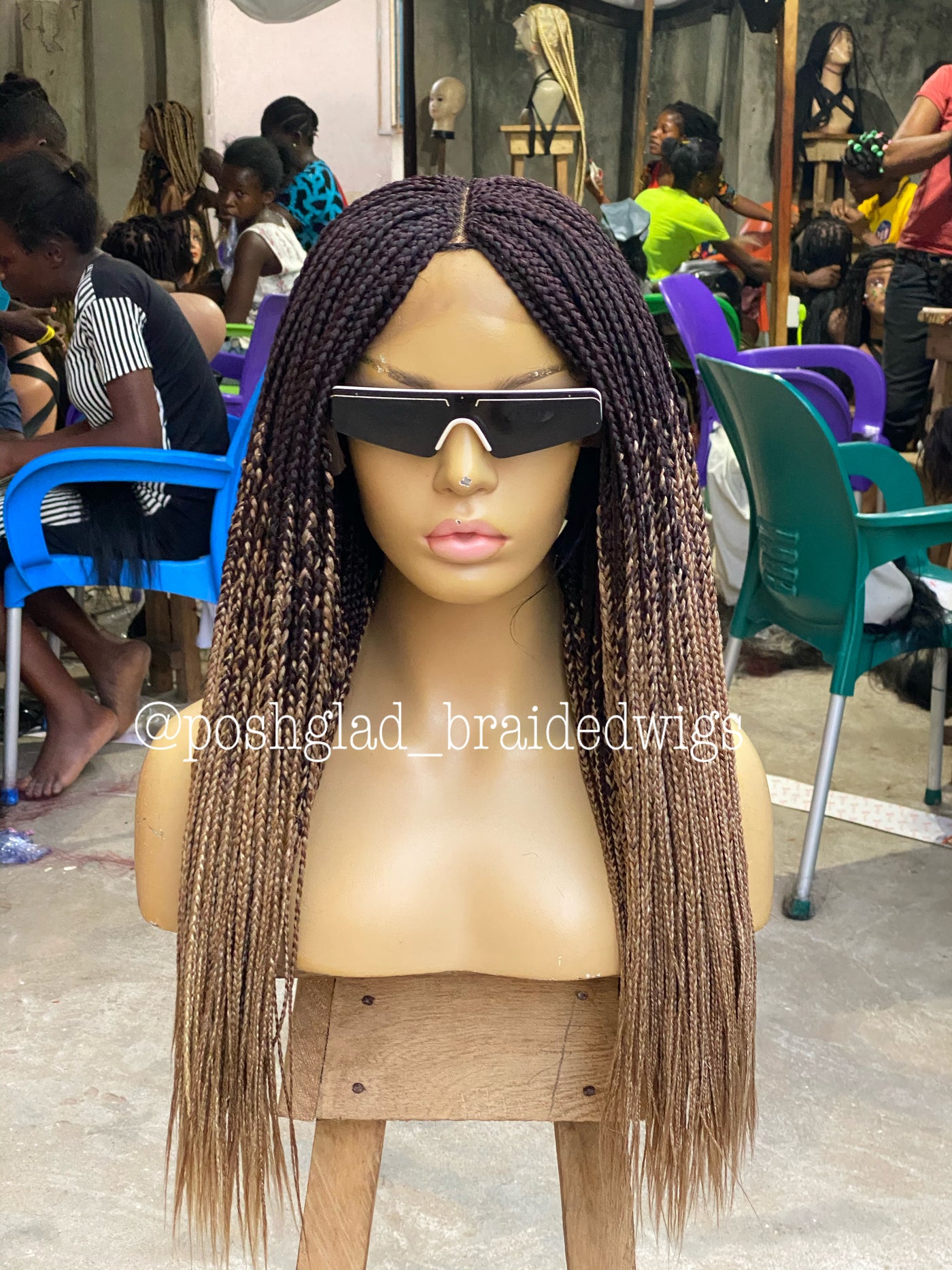 Ombre Box Braids - 13x4 Lace Frontal - Donna Poshglad Braided Wigs
